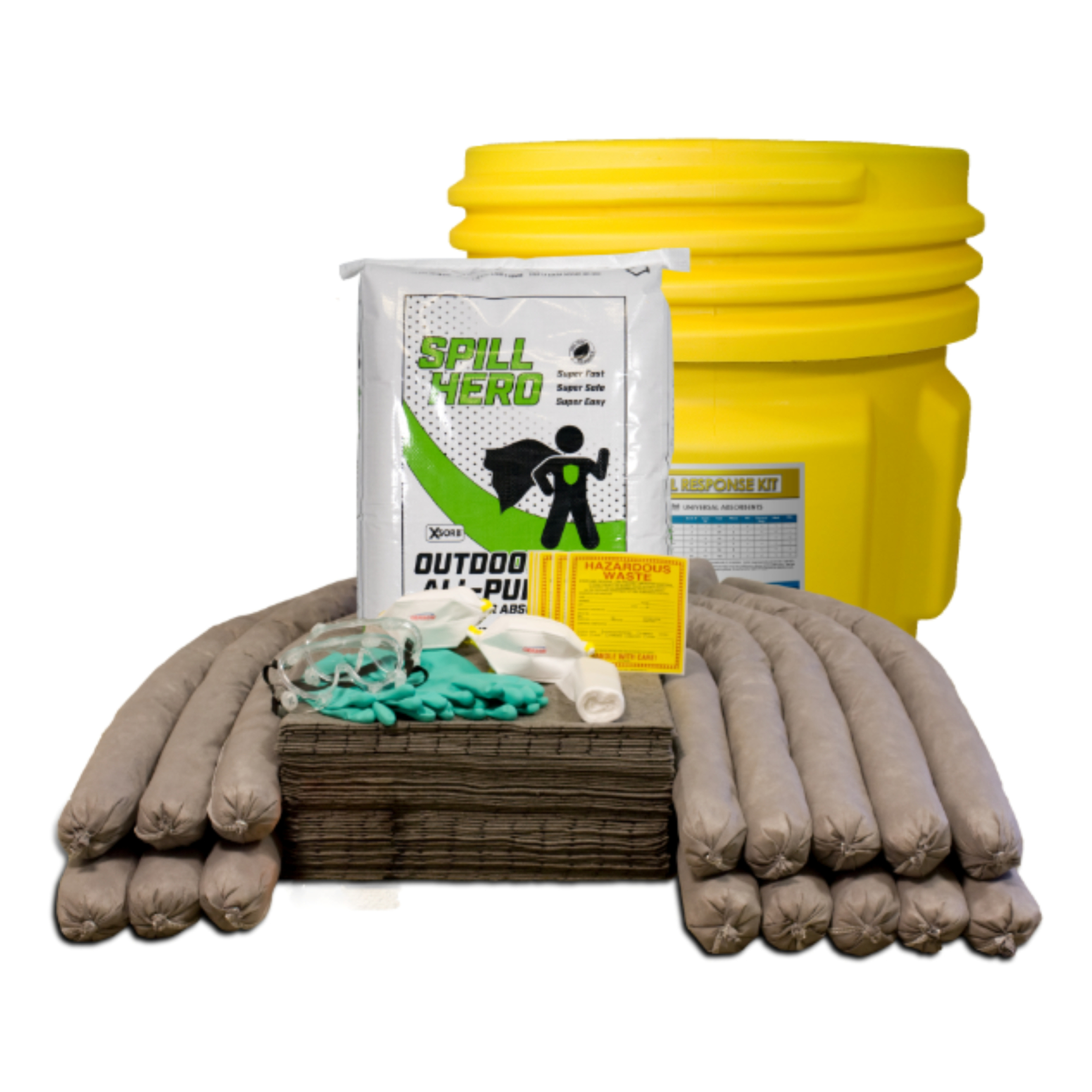 Spill Hero Universal Absorbent Spill Kit - 65 Gal. Drum, Granular, Model# XKD65D